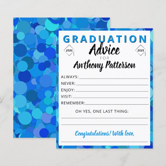 Conseils de fin d'études Carte de sagesse Confetti (Devant / Derrière)