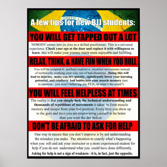 Conseils pour BJJ Débutants Gym Poster (Devant)