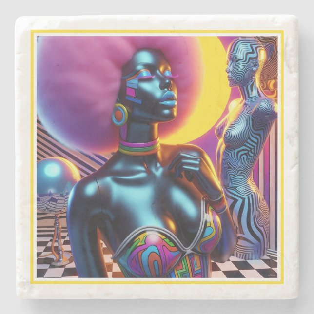 Consensual Sentry Ken Gage Fantasy Vaporwave Steinuntersetzer (Vorderseite)