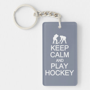 Conserver le calme et jouer Hockey porte - clé cou