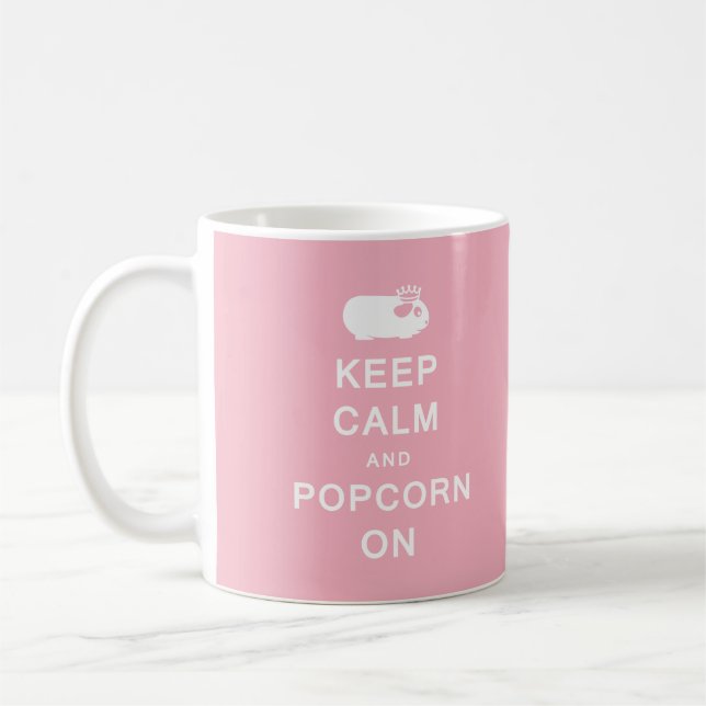 Conservez le calme et le maïs éclaté sur la tasse (Gauche)