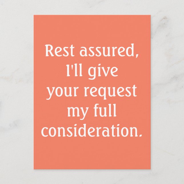 Considérant votre demande Amber Typographie Carte  (Devant)