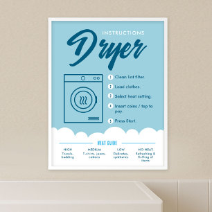Consignes pour sèche-linge - Affiche pour laverie 