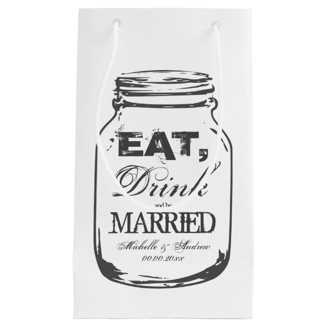Consommer boire marié mason bocal mariage sacs cad (Devant)
