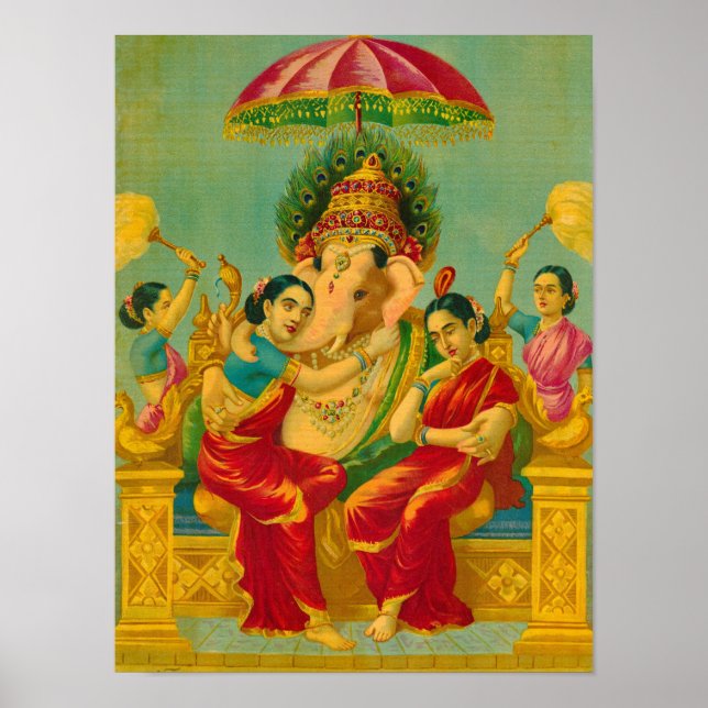 Consorts of Ganesha by Raja Ravi Varma Poster (Vorne)