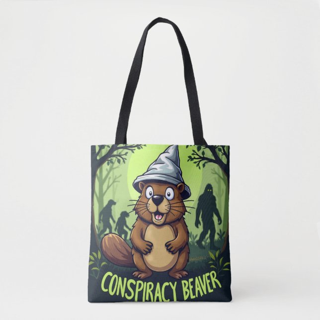 Conspiracy Beaver Wird Funny Cryptid Hunter Tasche (Vorderseite)