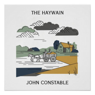 Constable’s Haywain Linienkunst-Illustration Poster