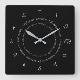 Constantes mathématiques Carré Horloge murale