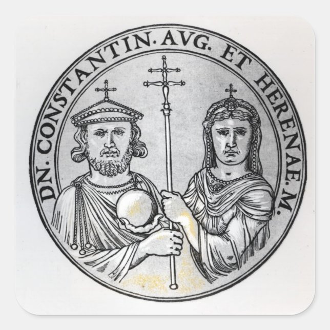 Constantine VI und seine Mutter Irene Quadratischer Aufkleber (Vorderseite)