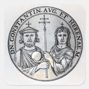 Constantine VI und seine Mutter Irene Quadratischer Aufkleber