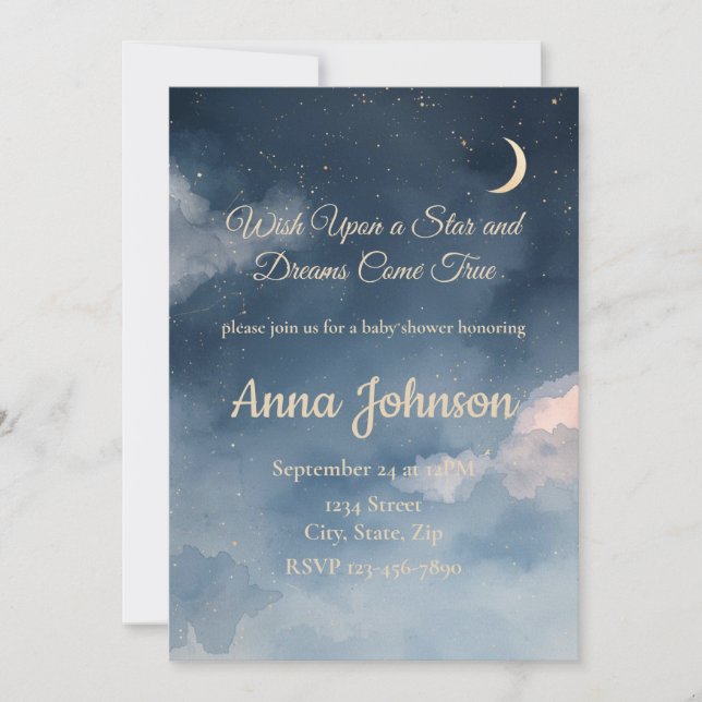 Constellation Baby Shower Invitation | Watercolor Einladung (Vorderseite)