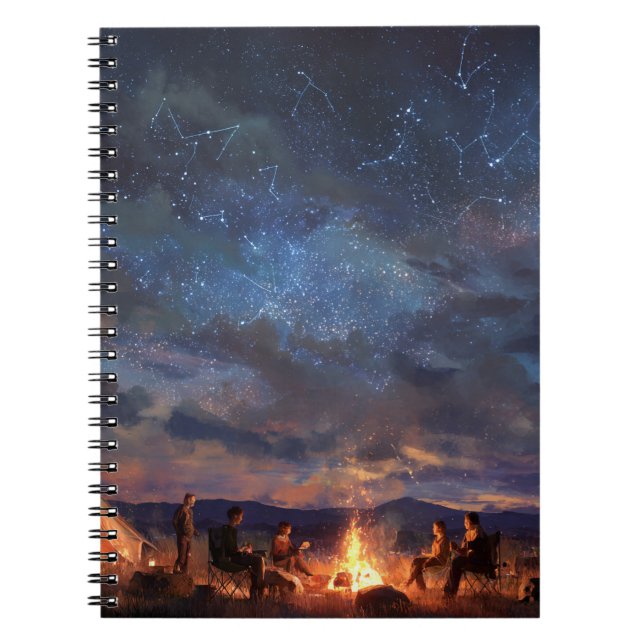 Constellation Campfire Starry Night Notebook Notizblock (Vorderseite)
