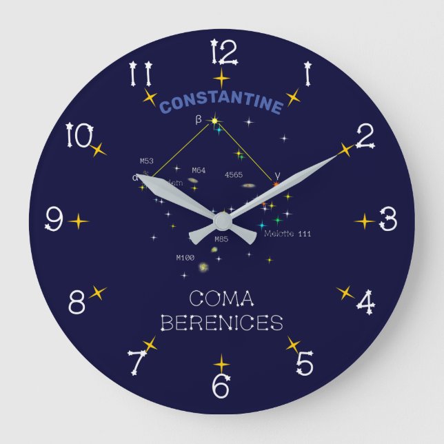 Constellation Coma Berenices Große Wanduhr (Vorderseite)