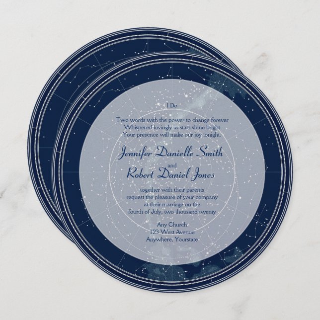 Constellation Night Sky Wedding Einladung (Vorne/Hinten)