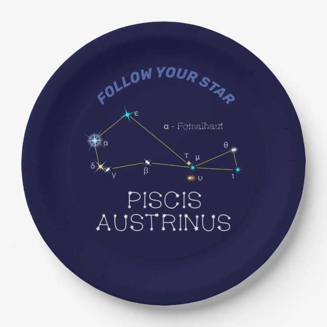 Constellation Piscis Austrinus Pappteller (Vorderseite)