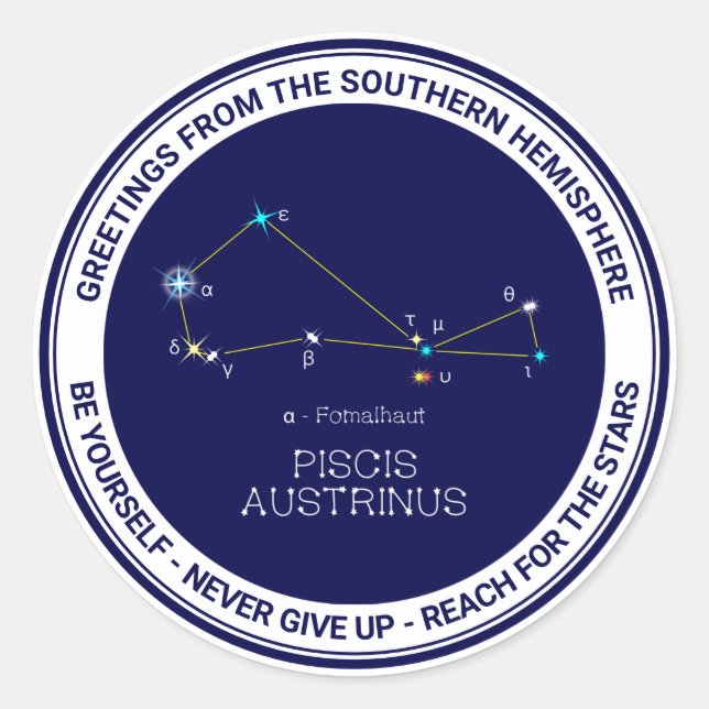 Constellation Piscis Austrinus Runder Aufkleber (Vorderseite)