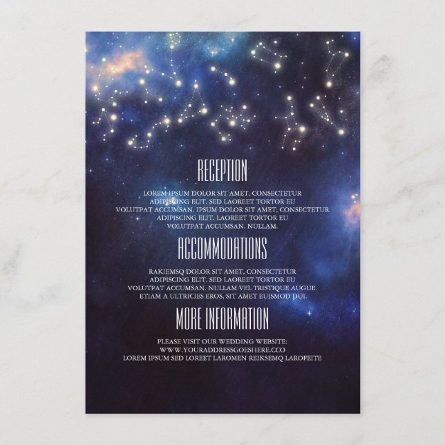 Constellation Wedding Information Guest Begleitkarte (Vorderseite)
