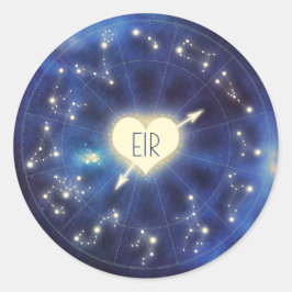 Constellation Zodiac Starry Night Wedding Runder Aufkleber