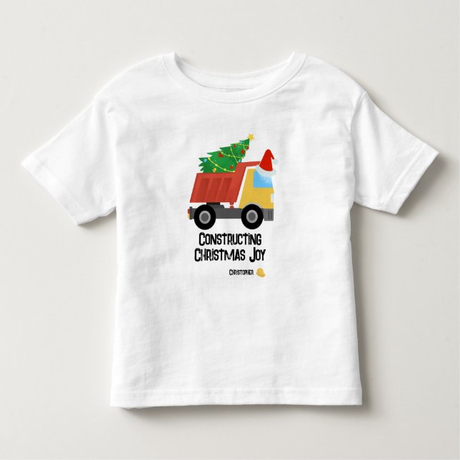 Constructing Christmas Joy Construction Dump Truck Kleinkind T-shirt (Vorderseite)