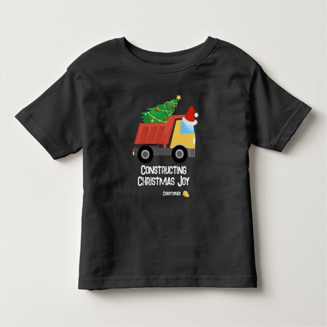 Constructing Christmas Joy Construction Dump Truck Kleinkind T-shirt (Vorderseite)