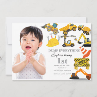 Construction 1st Birthday Invitation | Truck Einladung