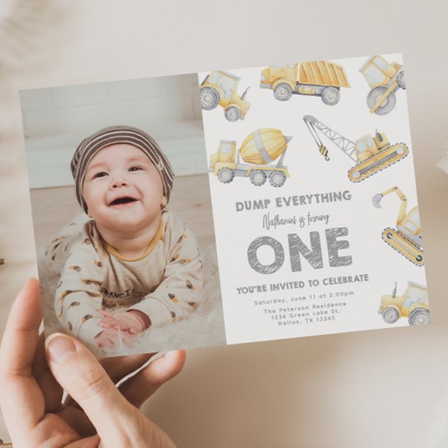 Construction 1st Birthday Party Einladung (Von Creator hochgeladen)