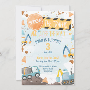 Construction Anniversaire Fête Invitation Garçons