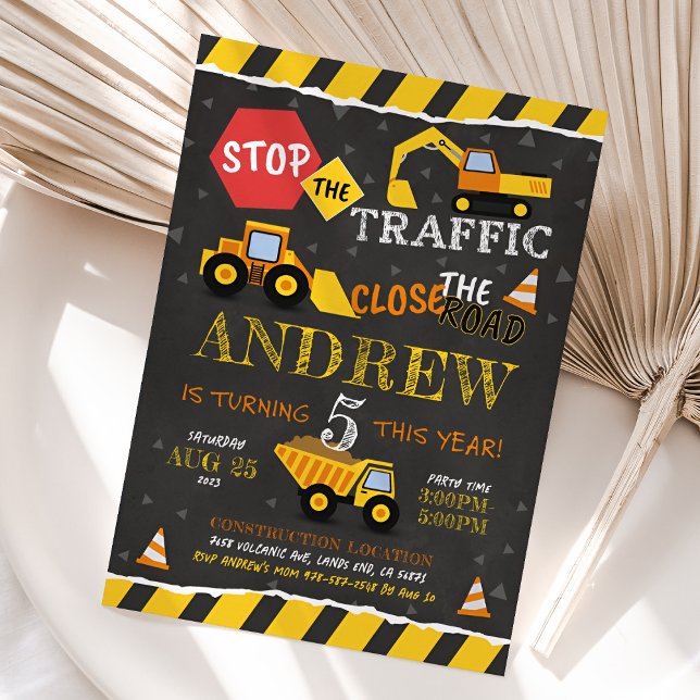 Construction Anniversaire Invitation Garçon (Construction Birthday Invitation)