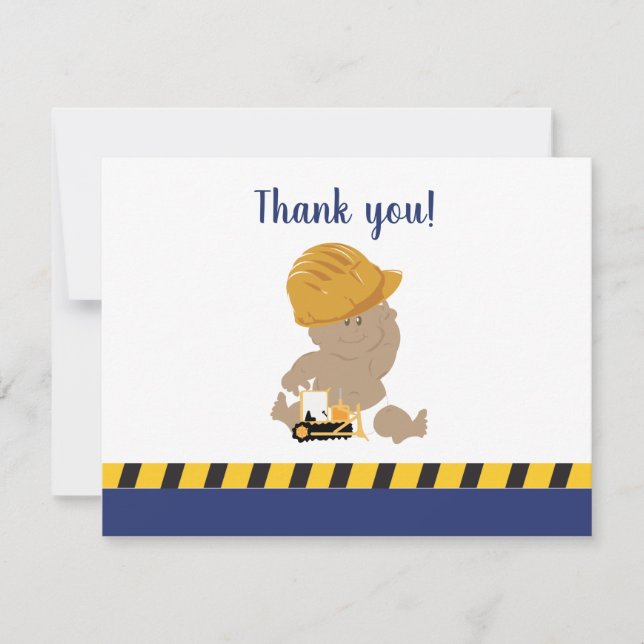 Construction Baby Boy Baby Dusche Vielen Dank für  Dankeskarte (Vorderseite)