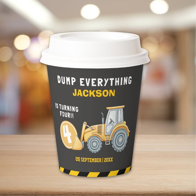 Construction Birthday 4th | Dump Truck Party Pappbecher (Von Creator hochgeladen)