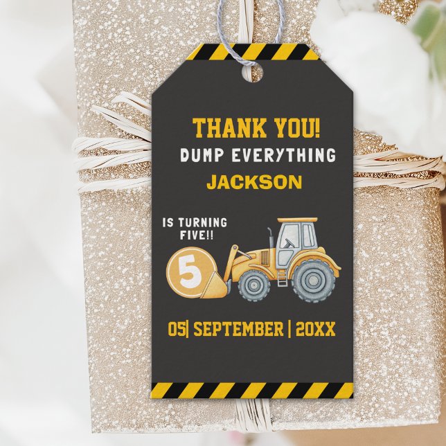 Construction Birthday 5th | Dump Truck Excavator Geschenkanhänger (Von Creator hochgeladen)
