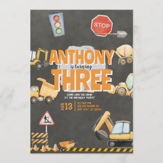 Construction Birthday Invitation