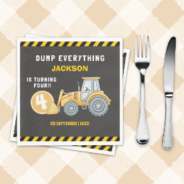 Construction Birthday Party  | Excavator & Truck Serviette