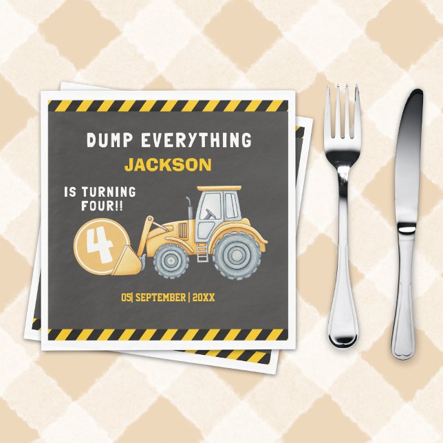 Construction Birthday Party  | Excavator & Truck Serviette (Von Creator hochgeladen)