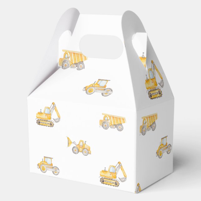 Construction Birthday Yellow Dump Trucks Birthday Geschenkschachtel (Rückseite)