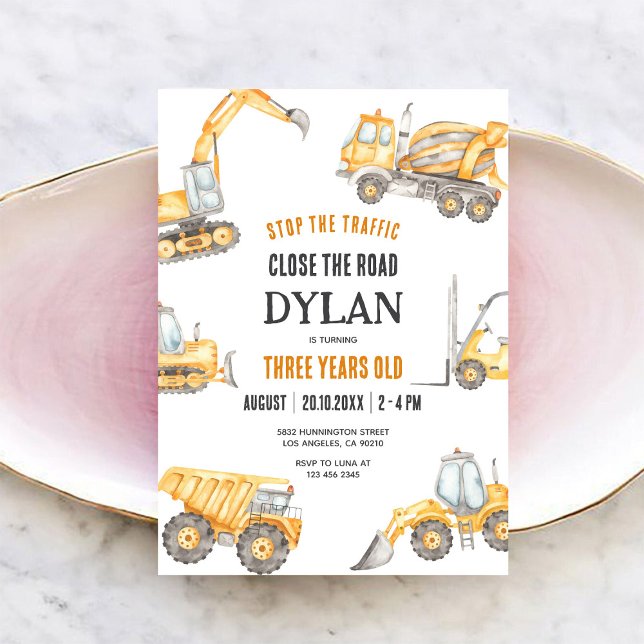Construction Boy Birthday Invitation (Créateur téléchargé)