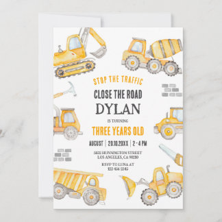 Construction Boy Birthday Invitation Einladung