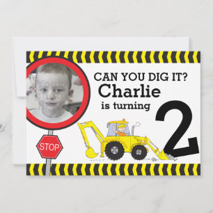 Construction boys 2ème anniversaire invitation