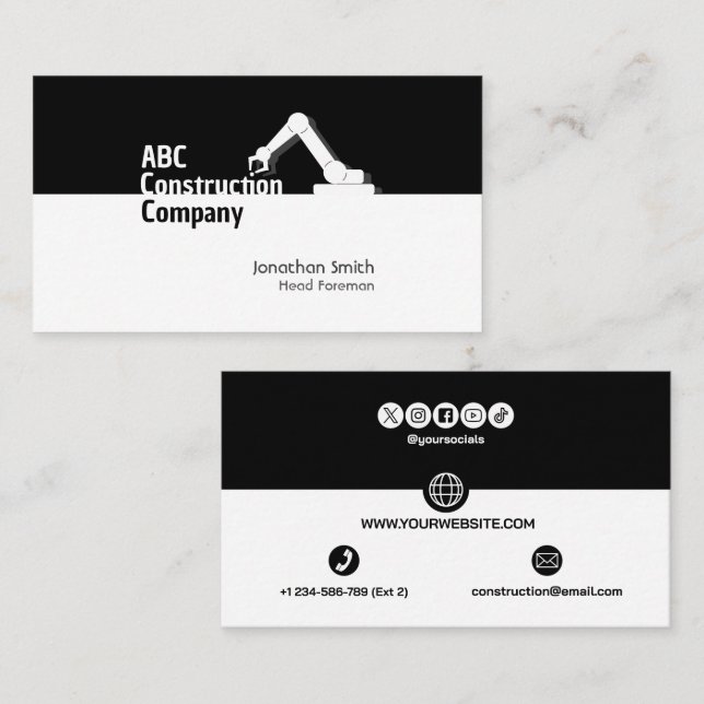 Construction Building Crane Business Card Visitenkarte (Vorne/Hinten)