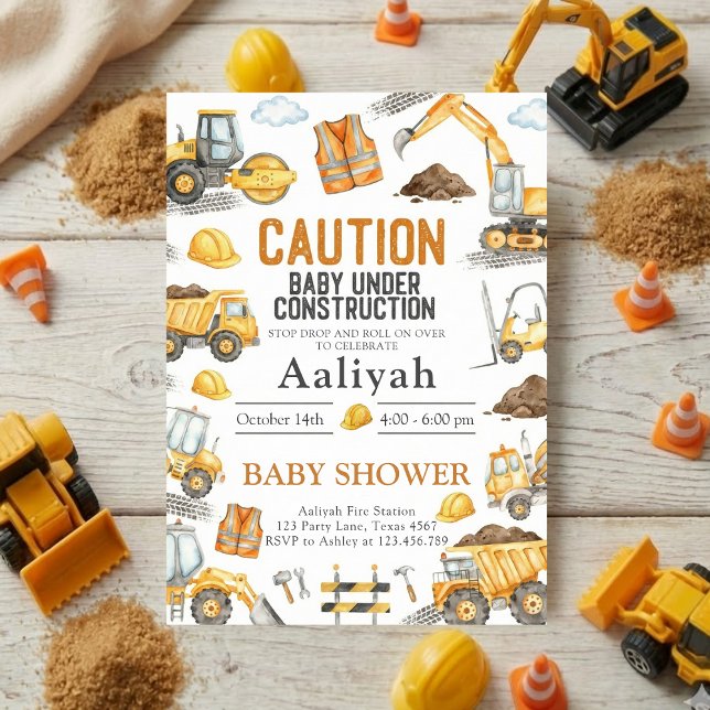construction bulldozer celebration baby boy shower einladung (Von Creator hochgeladen)
