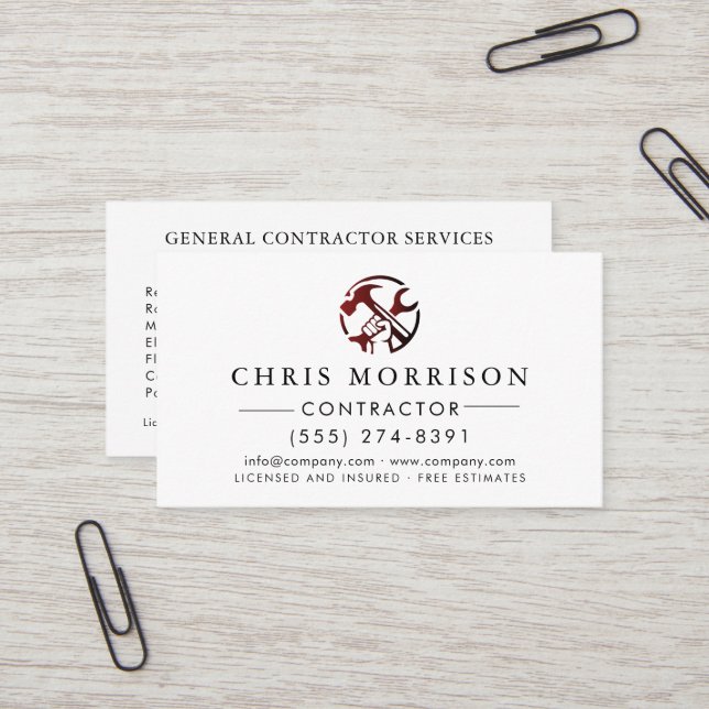 Construction Business Marketing Logo Visitenkarte (Vorderseite/Rückseite Beispiel)