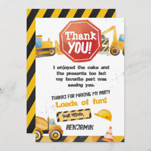 Construction, Carte de remerciements de camion de 