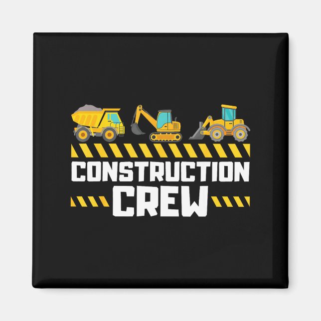 Construction Crew Worker Excavator Boys Girls Kids Magnet (Vorne)