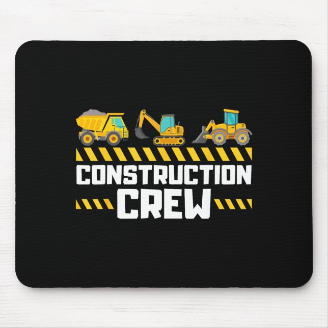 Construction Crew Worker Excavator Boys Girls Kids Mousepad (Vorne)