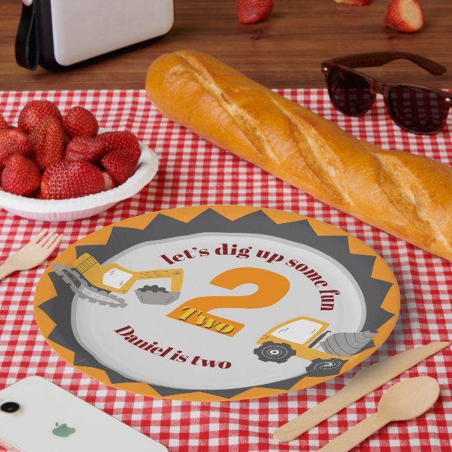 Construction Dump Truck Pappteller (Picknick)