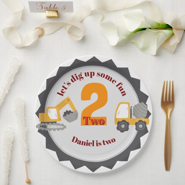 Construction Dump Truck Pappteller (Hochzeit)