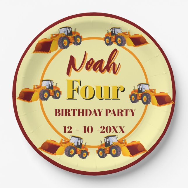 Construction Dump Truck Pappteller (Vorderseite)