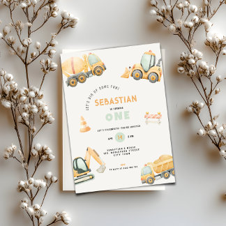 Construction Dump Truck Party Boy First Birthday Einladung