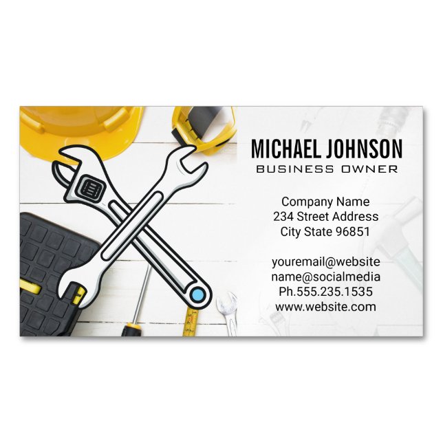 Construction Equipment | Home Repair Hand Tools Magnetische Visitenkarte (Vorderseite)