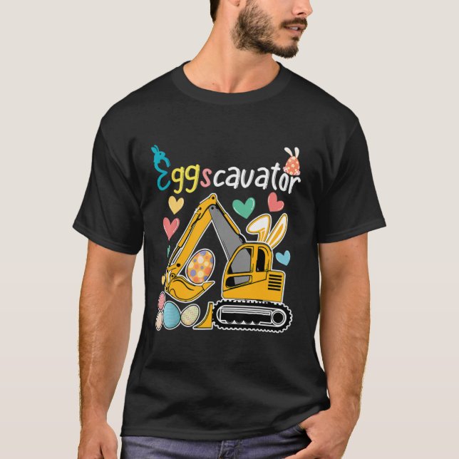 Construction Excavator Easter Day Egg Hunt for Boy T-Shirt (Vorderseite)